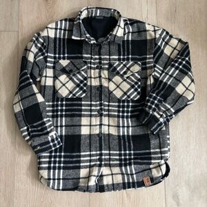 Little Bipsy Adult Plaid Flannel Shacket Toasty Black Cream XXL